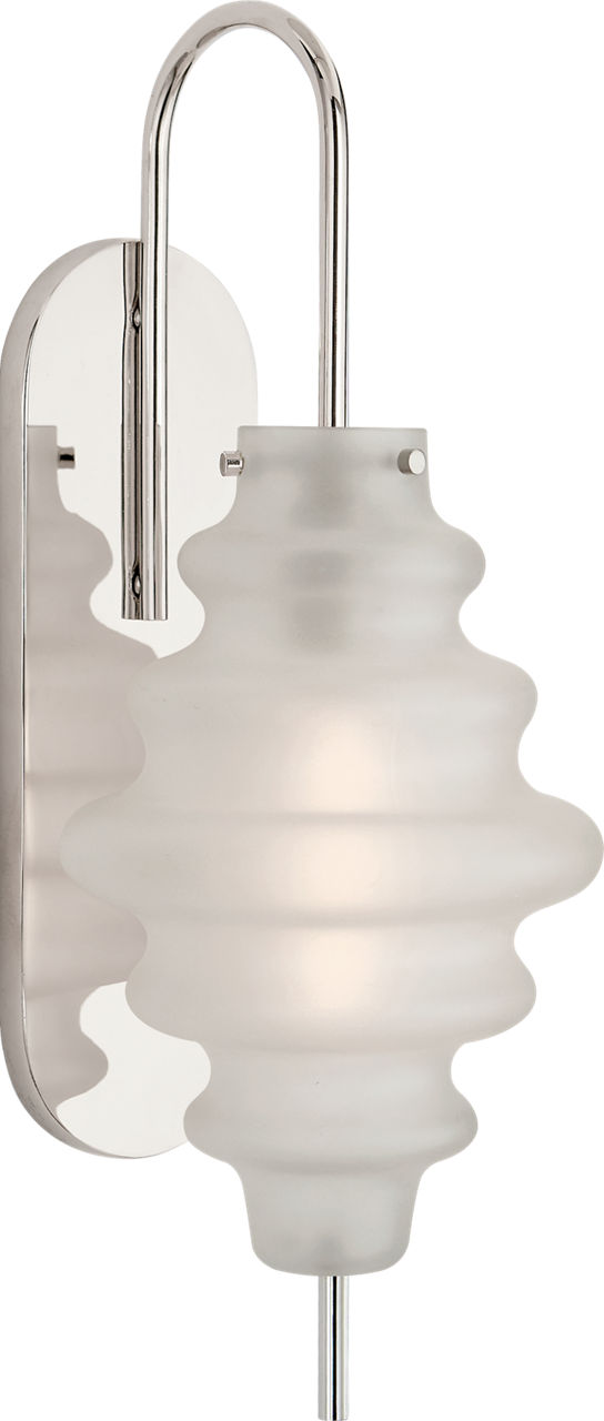 Tableau Large Sconce in Polished Nickel with Volcanic Glass