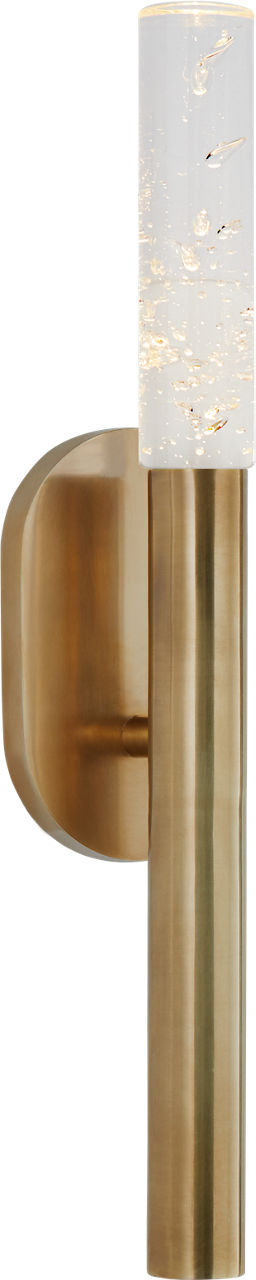 Rousseau Small Bath Sconce in Antique-Burnished Brass with Seeded Glass