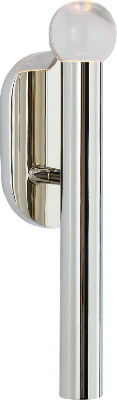 Rousseau Small Bath Sconce in Polished Nickel with Clear Glass Orb