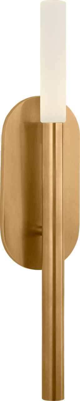 Rousseau Medium Bath Sconce in Antique-Burnished Brass with Etched Crystal