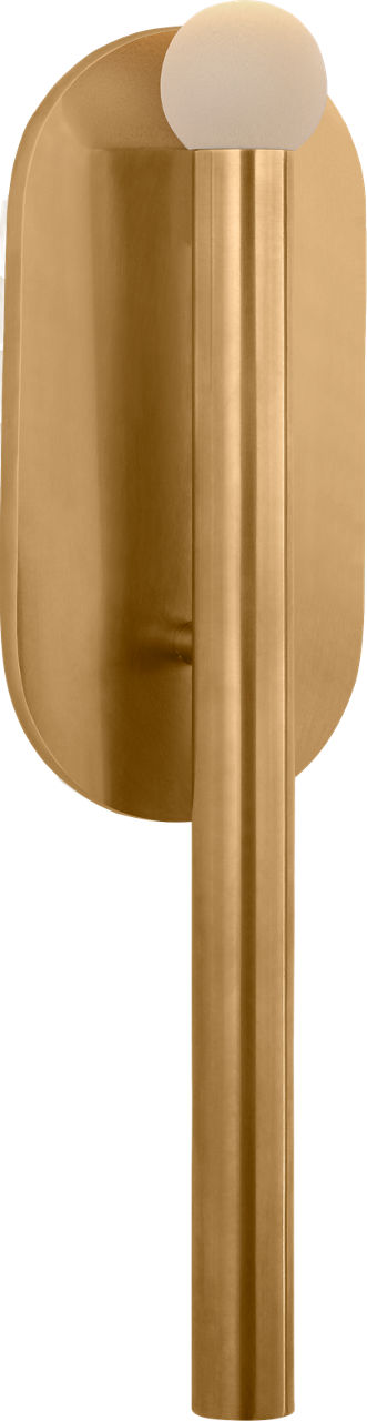 Rousseau Medium Bath Sconce in Antique-Burnished Brass with Etched Crystal Orb