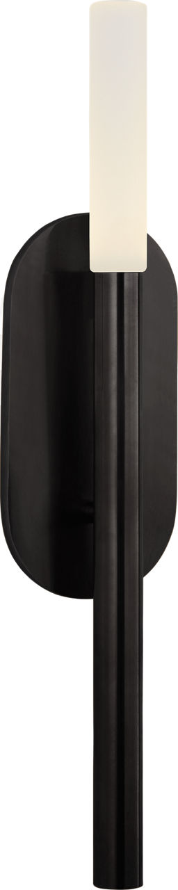 Rousseau Medium Bath Sconce in Bronze with Etched Crystal