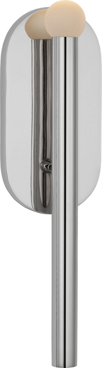 Rousseau Medium Bath Sconce in Polished Nickel with Etched Crystal Orb