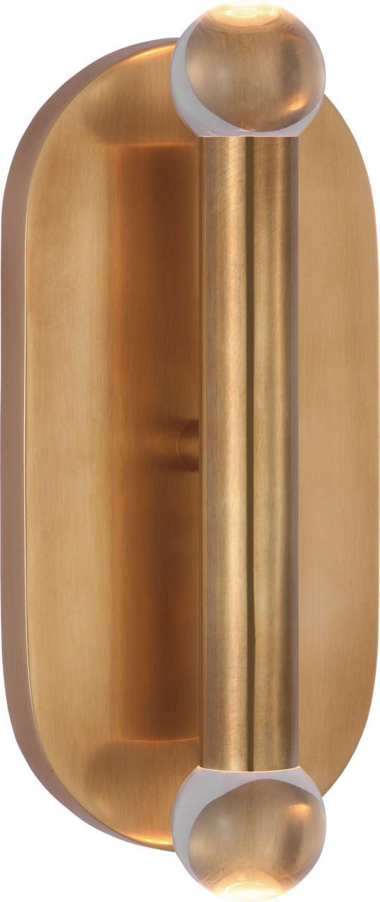 Rousseau Medium Vanity Sconce in Antique-Burnished Brass with Clear Glass Orb