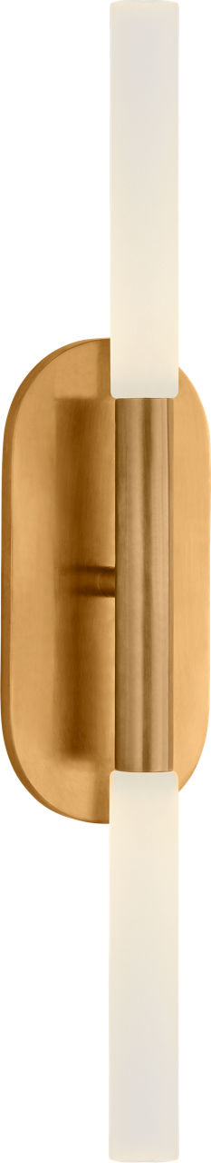 Rousseau Medium Vanity Sconce in Antique-Burnished Brass with Etched Crystal