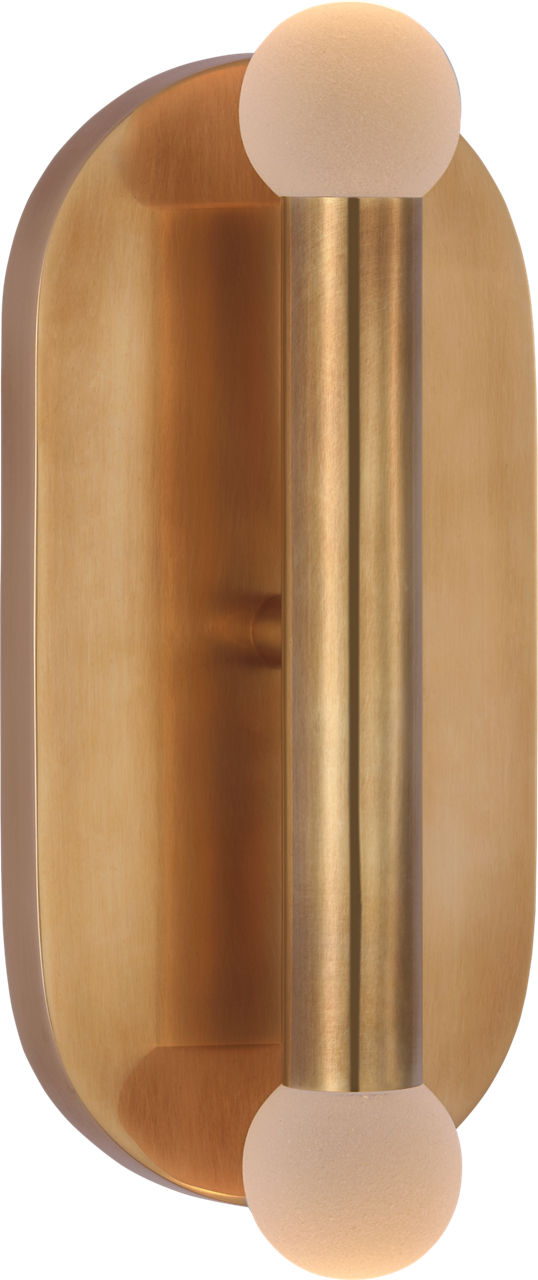 Rousseau Medium Vanity Sconce in Antique-Burnished Brass with Etched Crystal Orb