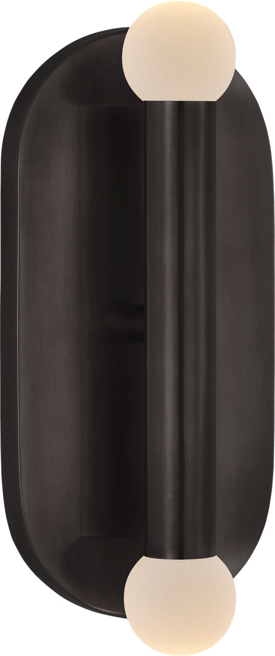 Rousseau Medium Vanity Sconce in Bronze with Etched Crystal Orb