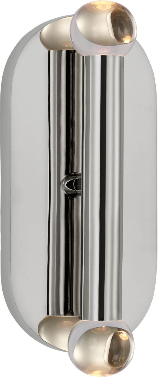 Rousseau Medium Vanity Sconce in Polished Nickel with Clear Glass Orb