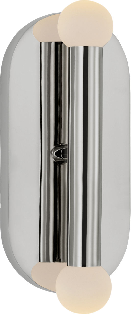 Rousseau Medium Vanity Sconce in Polished Nickel with Etched Crystal Orb