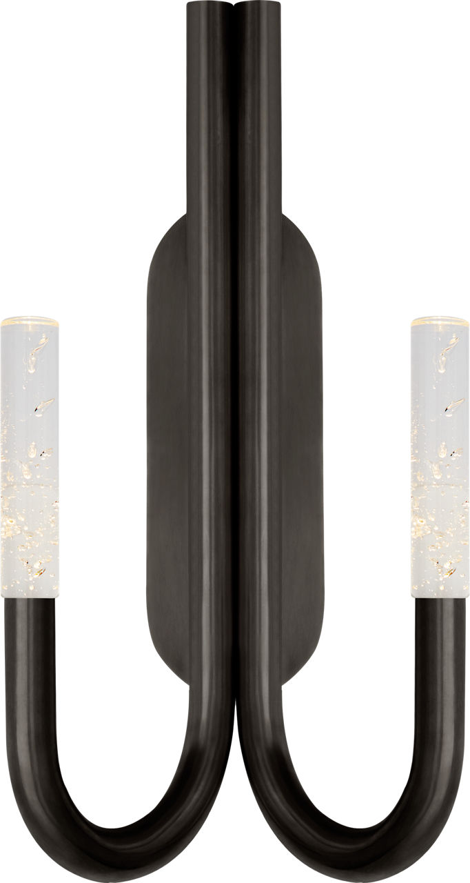 Rousseau Double Wall Sconce in Bronze with Seeded Glass