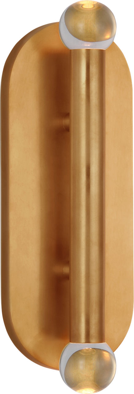 Rousseau Large Vanity Sconce in Antique-Burnished Brass with Clear Glass Orb