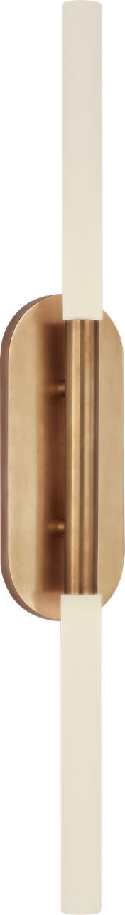 Rousseau Large Vanity Sconce in Antique-Burnished Brass with Etched Crystal