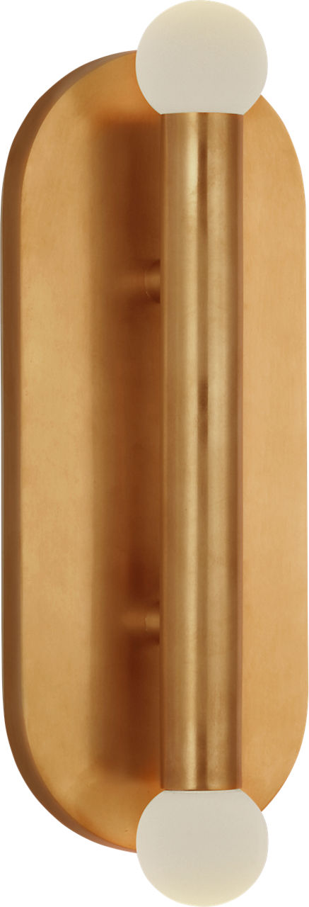 Rousseau Large Vanity Sconce in Antique-Burnished Brass with Etched Crystal Orb