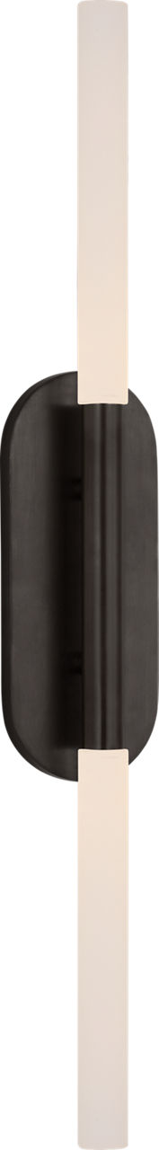 Rousseau Large Vanity Sconce in Bronze with Etched Crystal