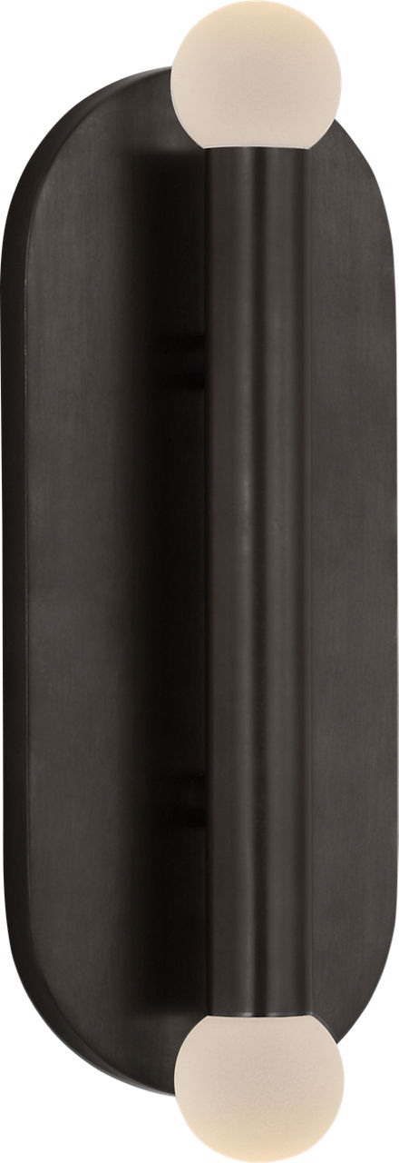 Rousseau Large Vanity Sconce in Bronze with Etched Crystal Orb