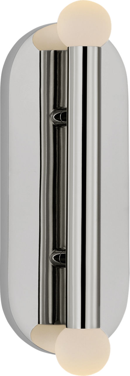 Rousseau Large Vanity Sconce in Polished Nickel with Etched Crystal Orb