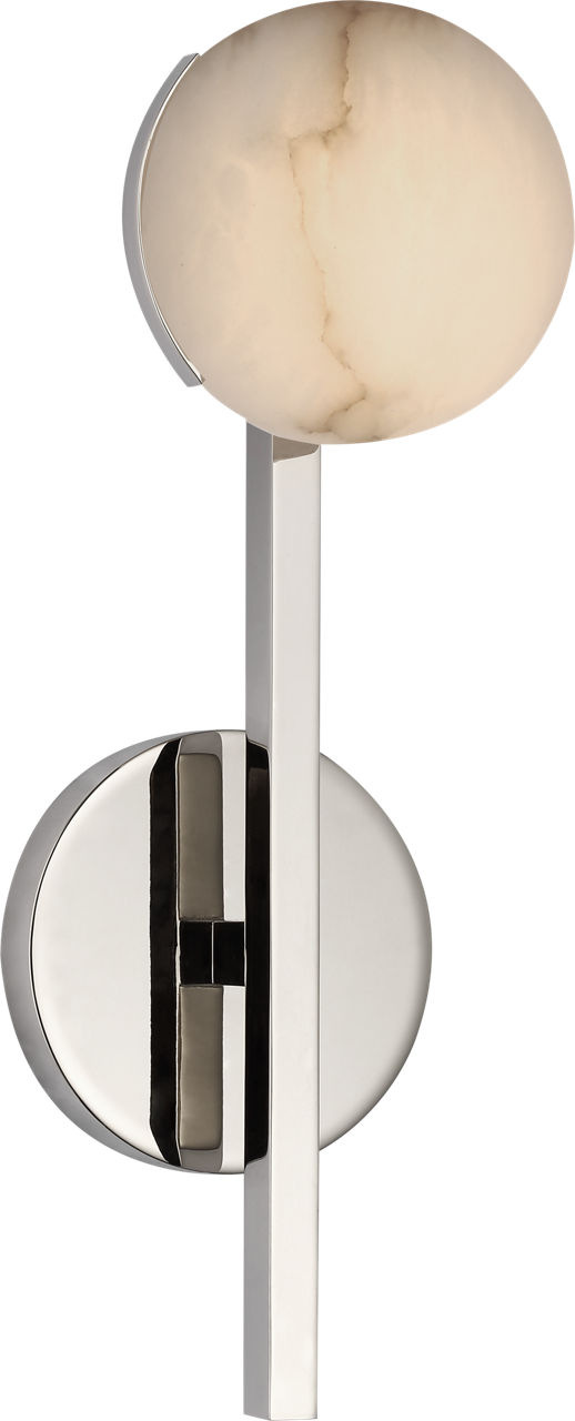 Pedra Petite Tail Sconce in Polished Nickel with Alabaster