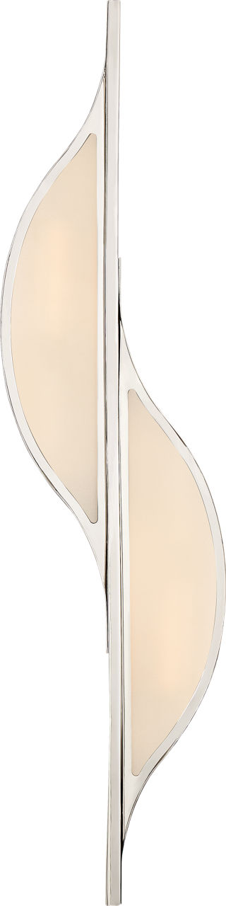 Avant Large Curved Sconce in Polished Nickel with Frosted Glass