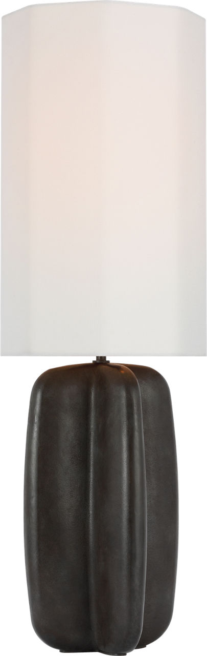 Alessio Large Table Lamp in Aged Iron with Linen Shade