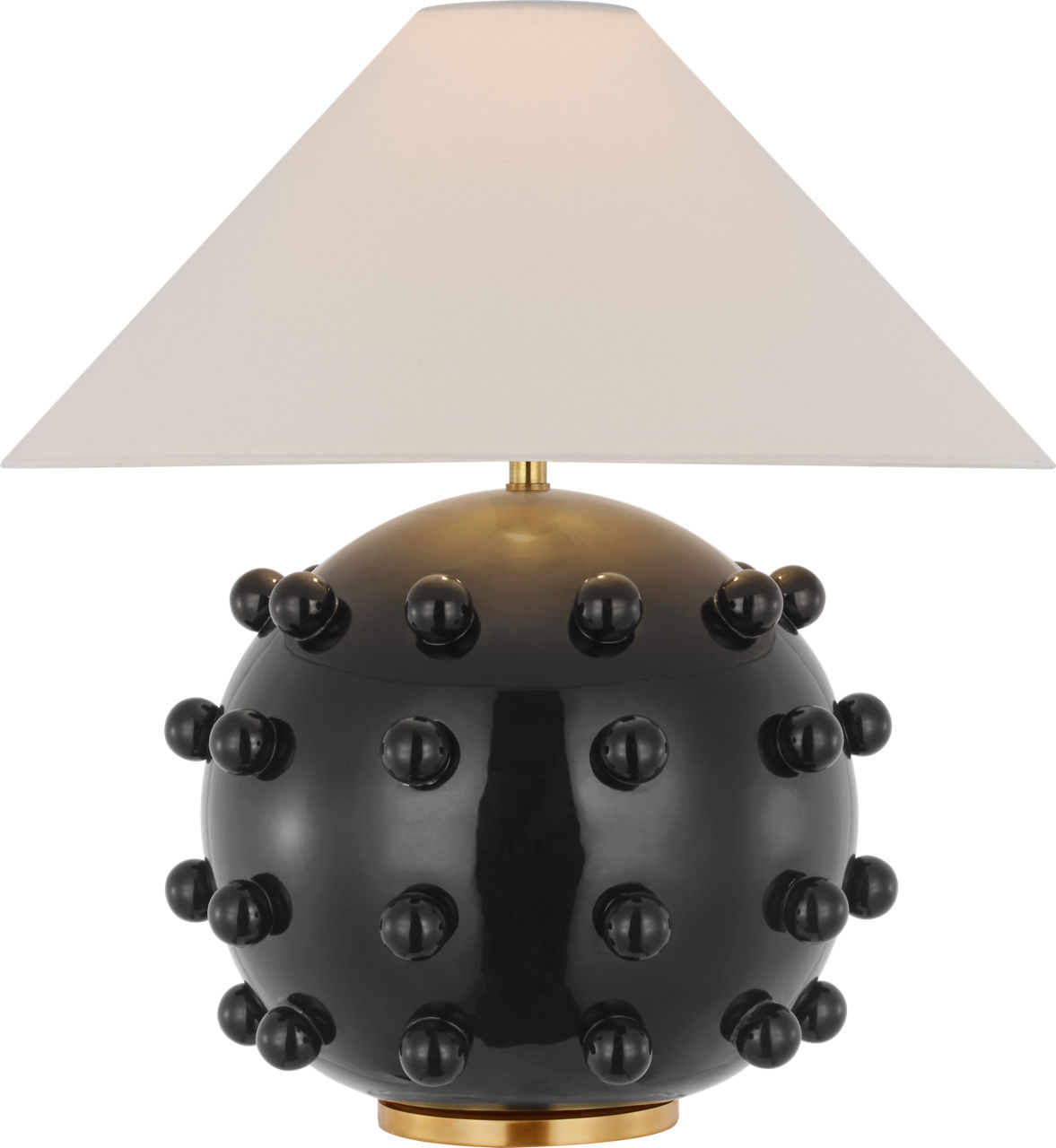 Linden Medium Orb Table Lamp in Black with Linen Shade