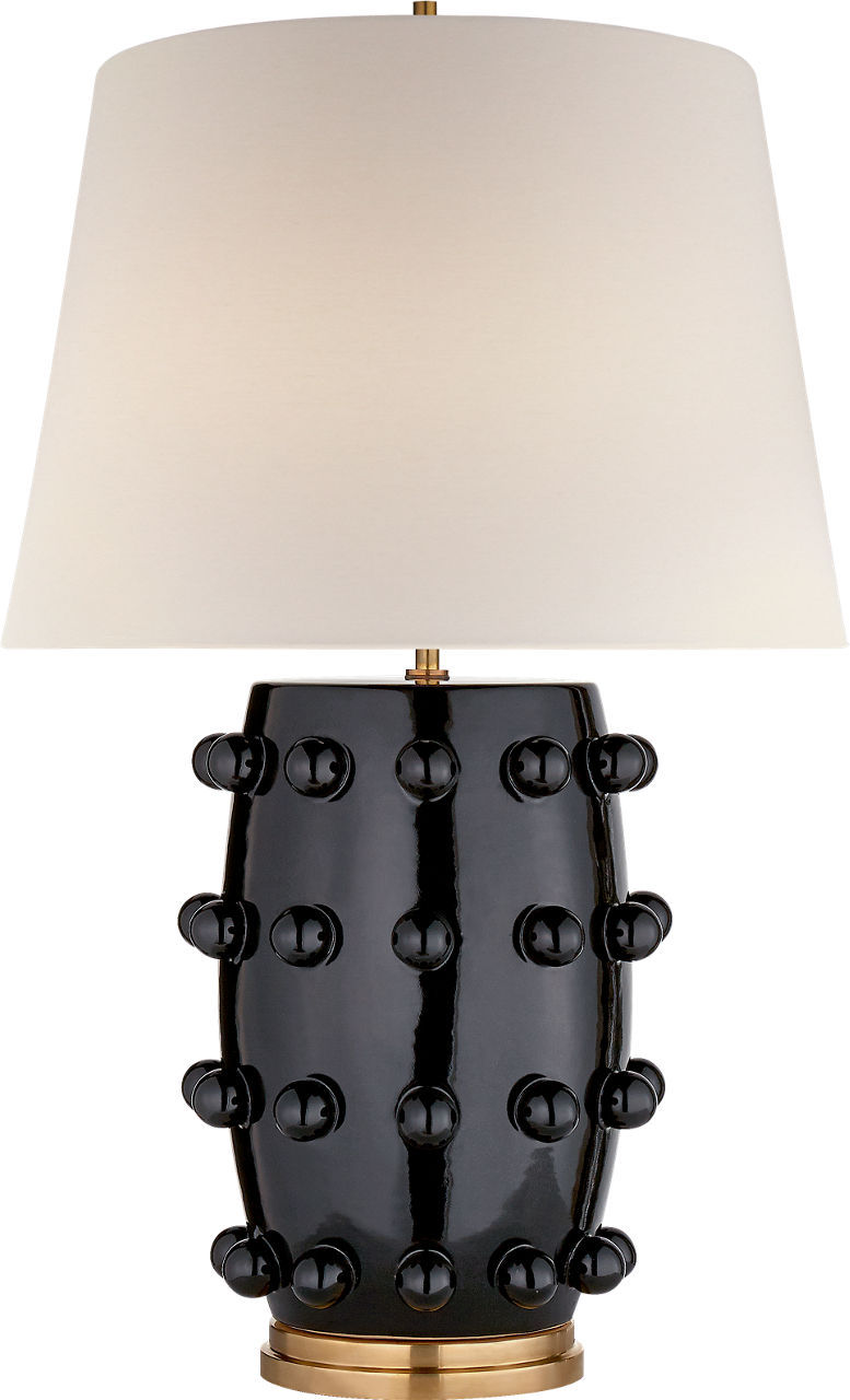 Linden Medium Lamp in Black with Linen Shade