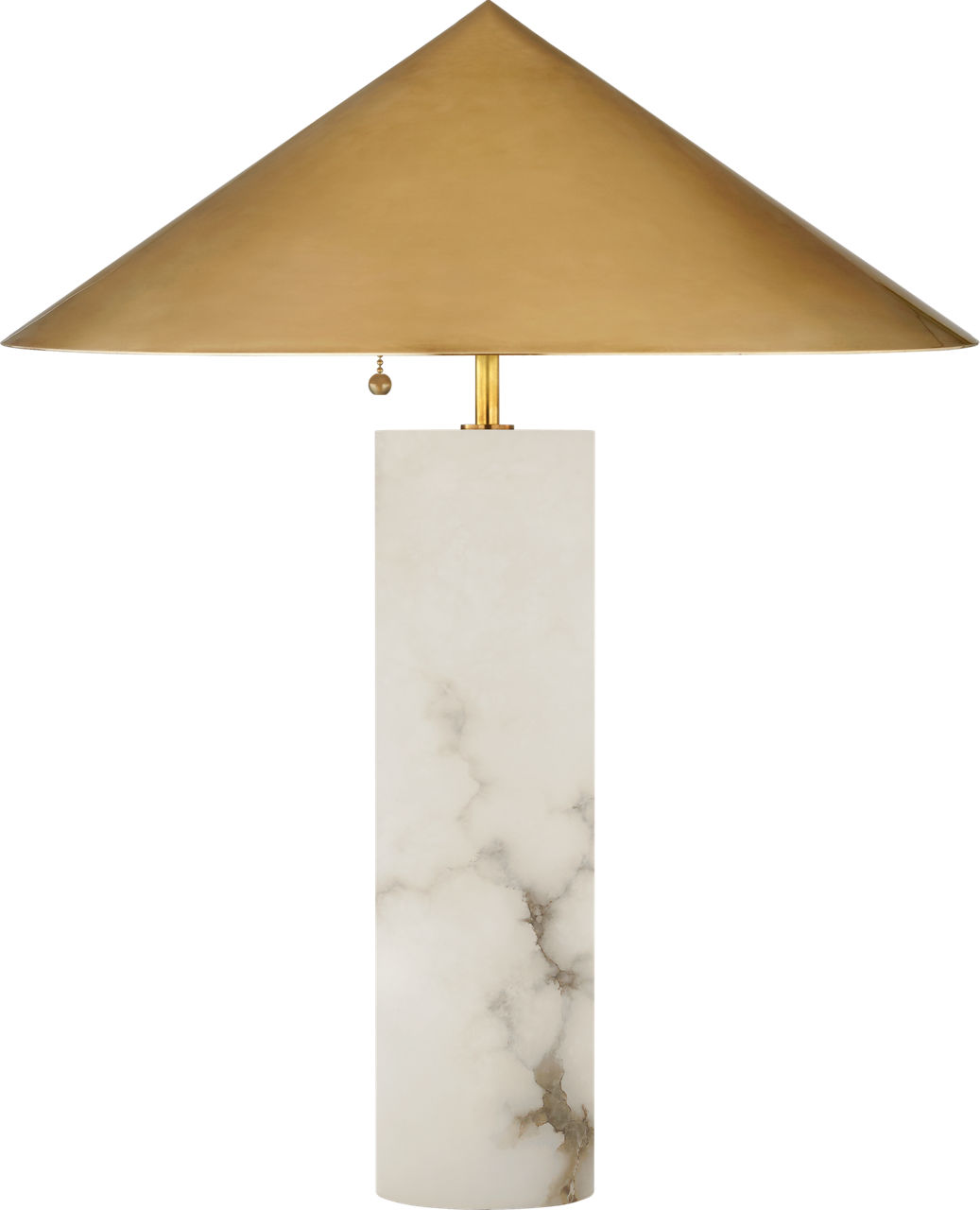 Minimalist Medium Table Lamp in Alabaster with Antique-Burnished Brass Shade