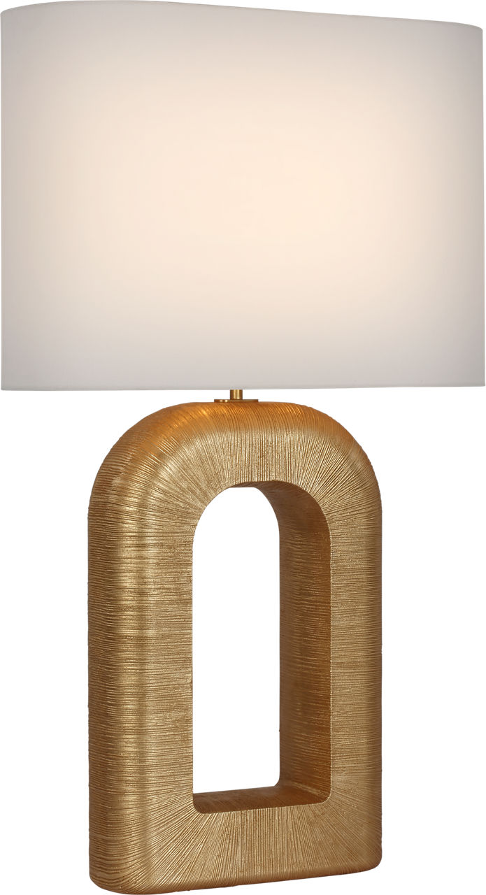 Utopia Large Combed Table Lamp in Gild with Linen Shade