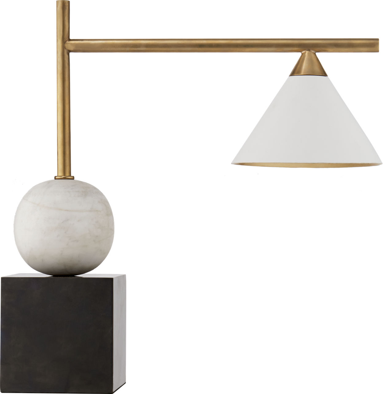 Cleo Desk Lamp in Bronze and Antique-Burnished Brass with Antique White Shade