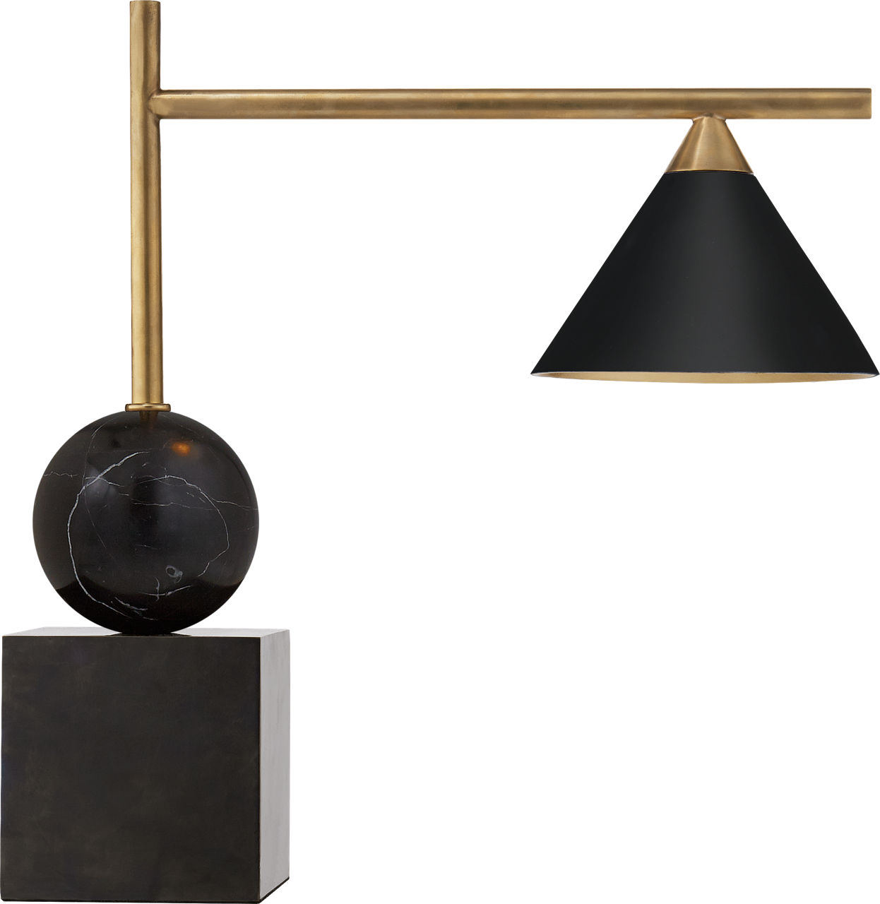 Cleo Desk Lamp in Bronze and Antique-Burnished Brass with Black Shade