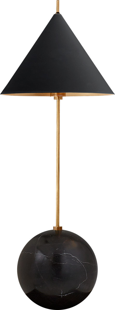 Cleo Orb Base Accent Lamp in Antique-Burnished Brass with Black Shade