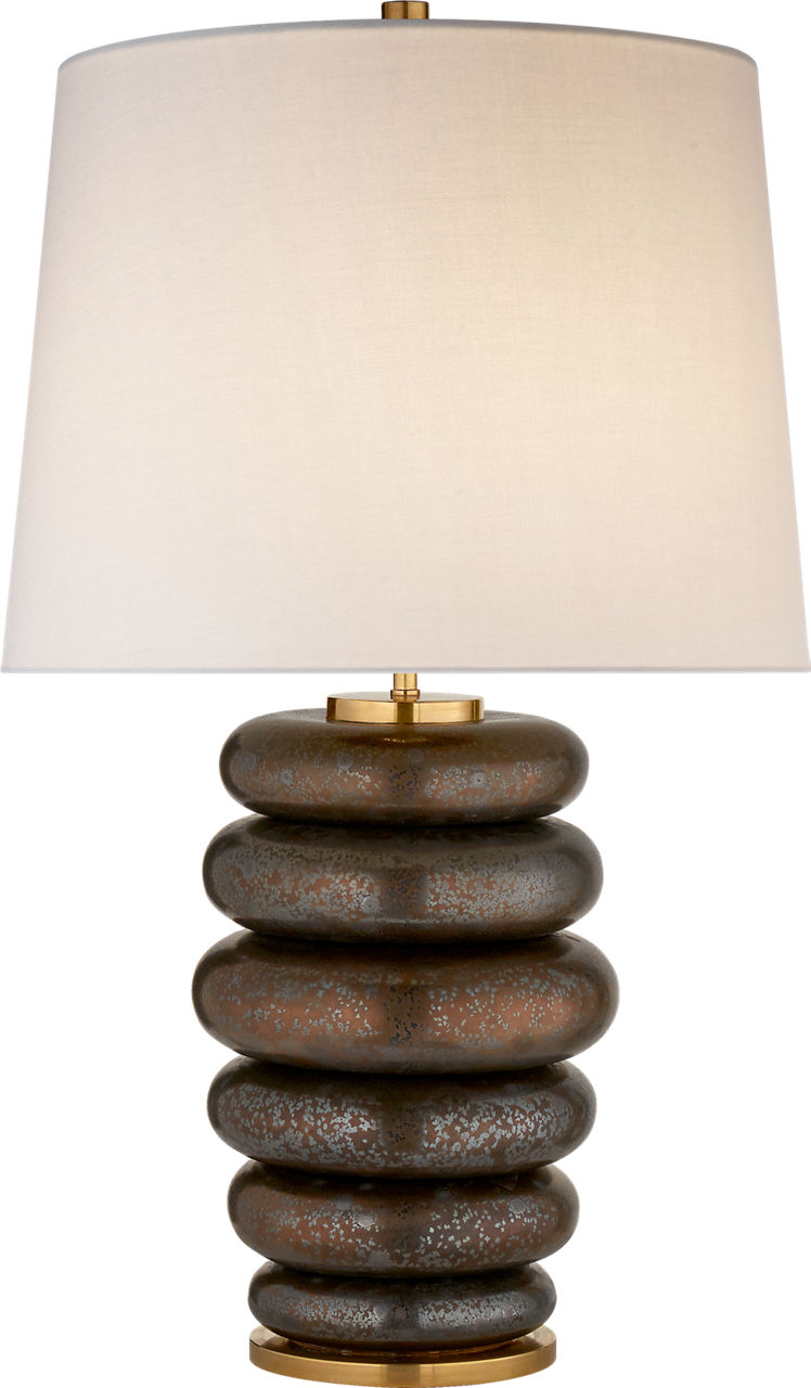 Phoebe Stacked Table Lamp in Crystal Bronze with Linen Shade