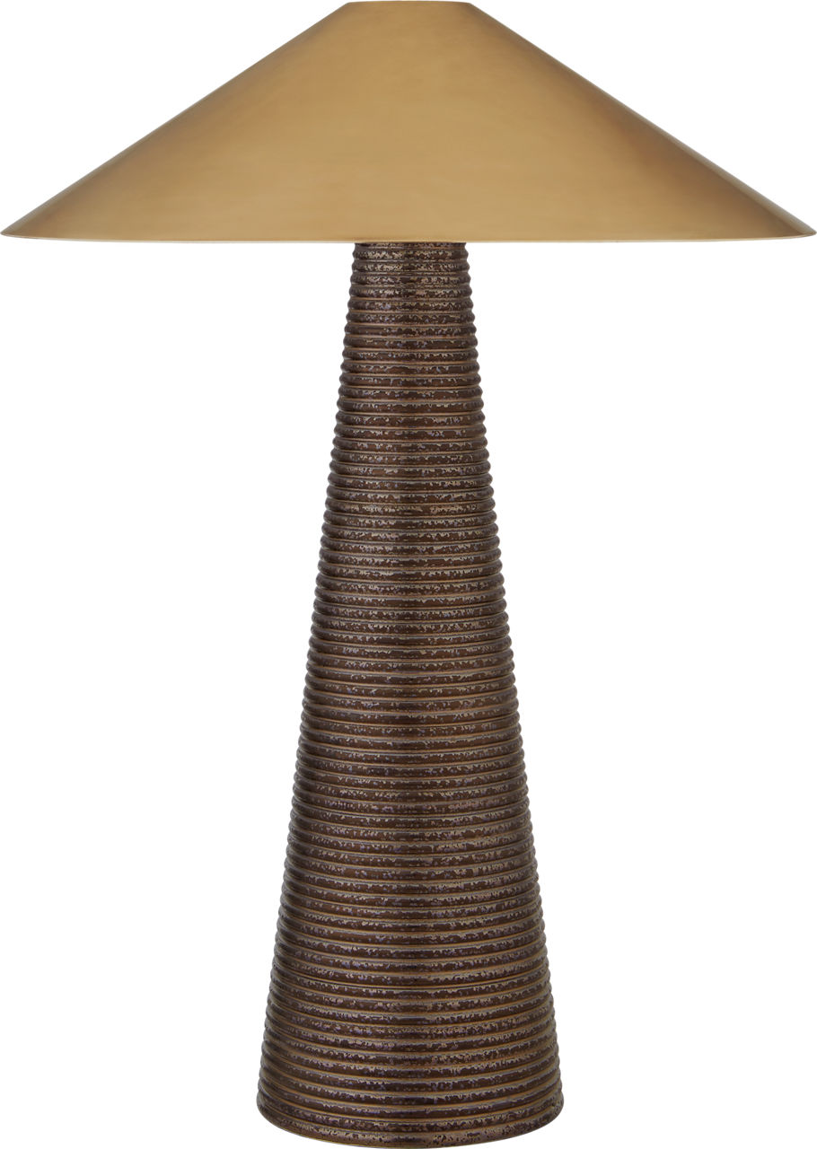 Miramar Table Lamp in Crystal Bronze with Antique-Burnished Brass Shade