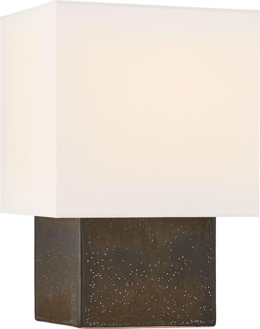 Pari Small Square Table Lamp in Stained Black Metallic with Linen Shade