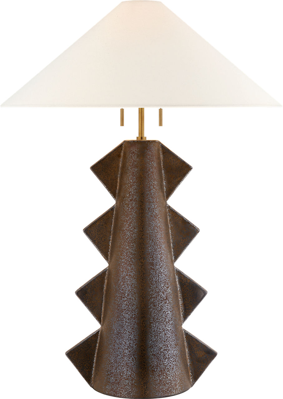 Senso Large Table Lamp in Crystal Bronze with Linen Shade