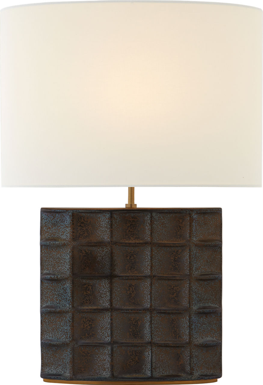 Struttura Medium Table Lamp in Crystal Bronze with Linen Shade
