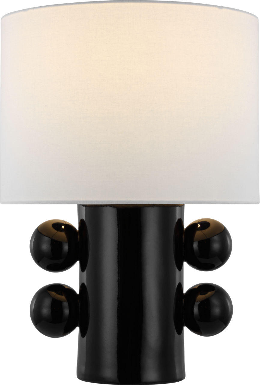 Tiglia Low Table Lamp in Black with Linen Shade