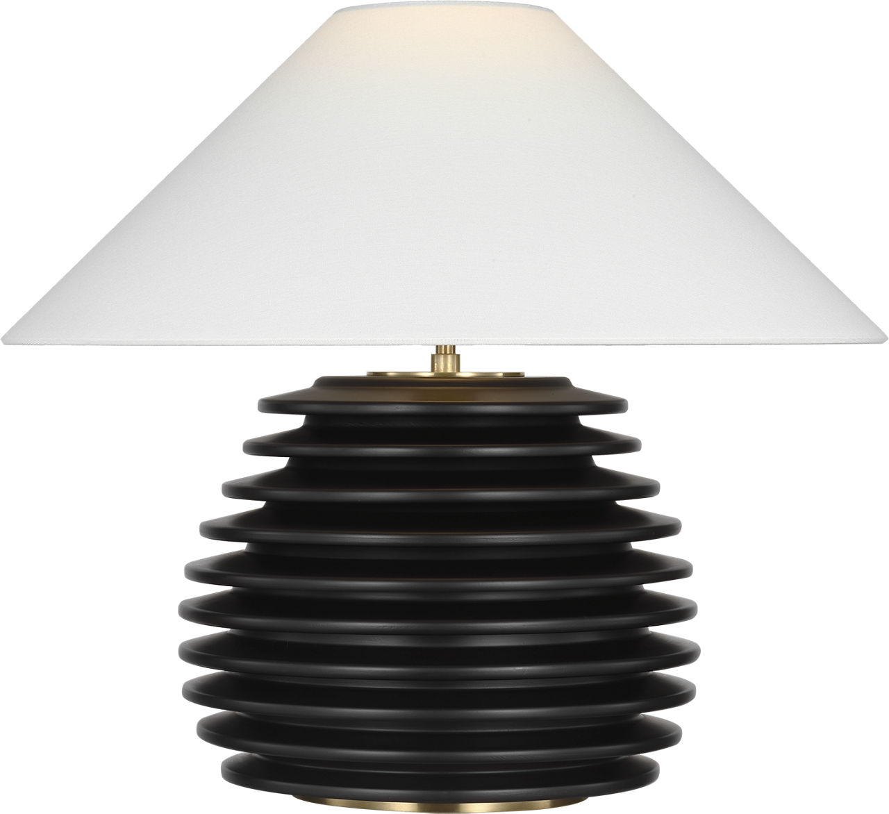 Crenelle 20" Stacked Table Lamp in Ebonized Birch with Linen Shad