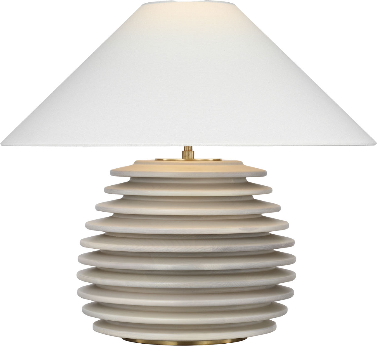 Crenelle 20" Stacked Table Lamp in Limed Birch with Linen Shade