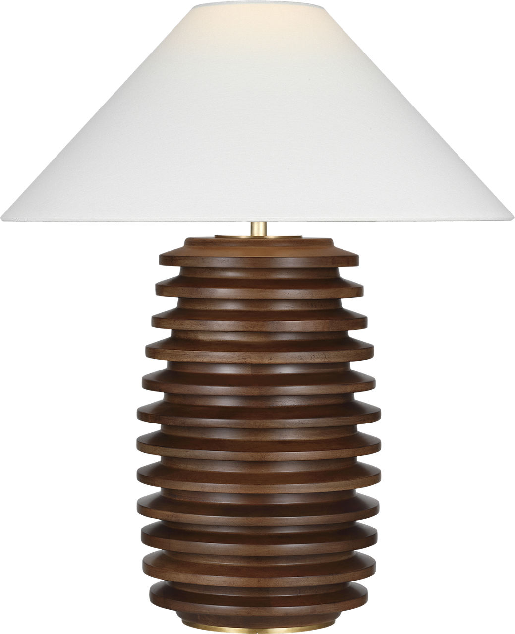 Crenelle 27" Stacked Table Lamp in Burnished Birch with Linen Shade