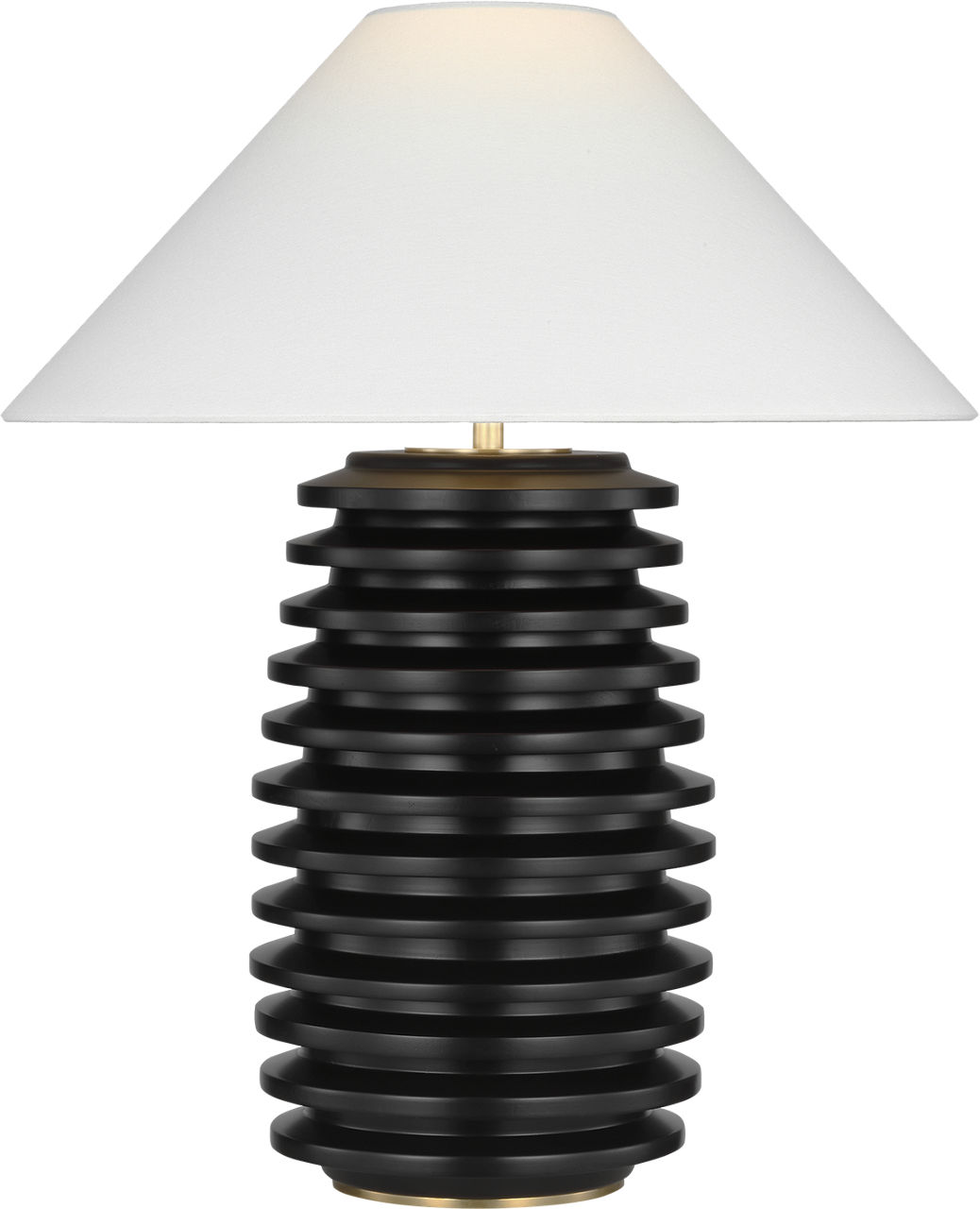 Crenelle 27" Stacked Table Lamp in Ebonized Birch with Linen Shade