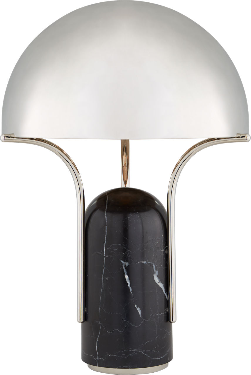 Affinity Medium Dome Table Lamp in Black Marble with Polished Nickel Shade