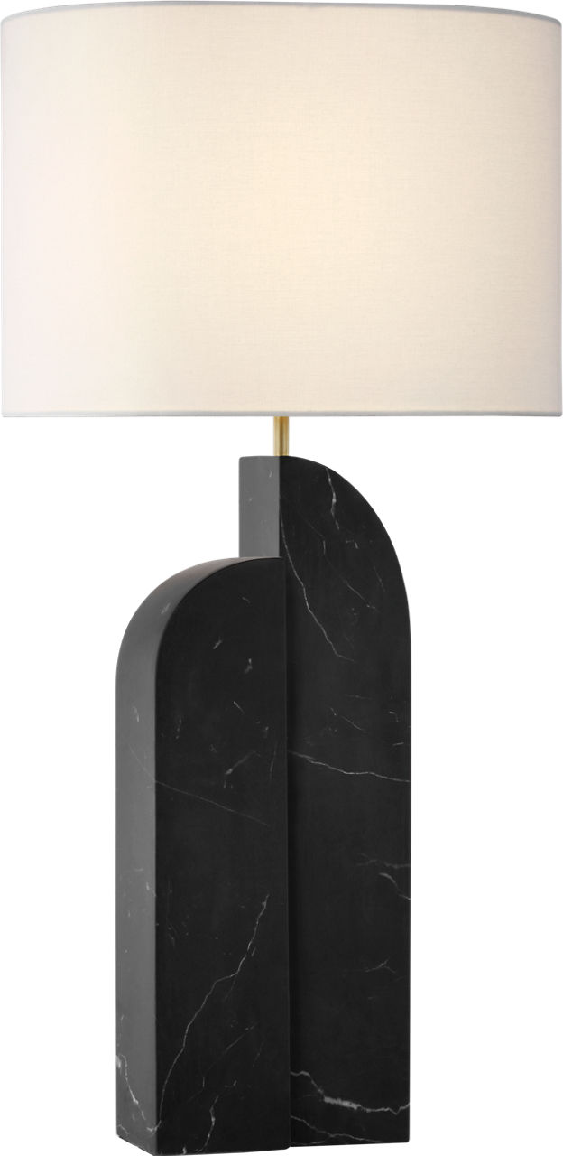Savoye Large Left Table Lamp in Black Marble with Linen Shade