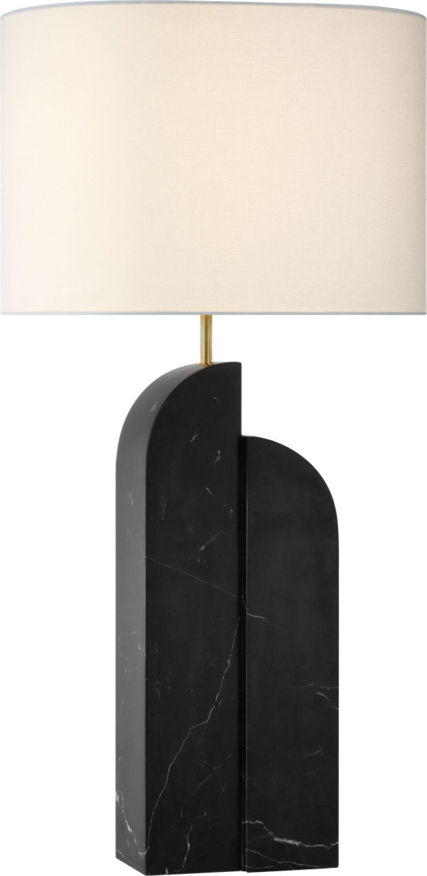 Savoye Large Right Table Lamp in Black Marble with Linen Shade