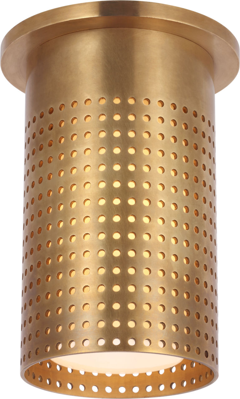 Precision Short Monopoint Flush Mount in Antique-Burnished Brass with White Glass