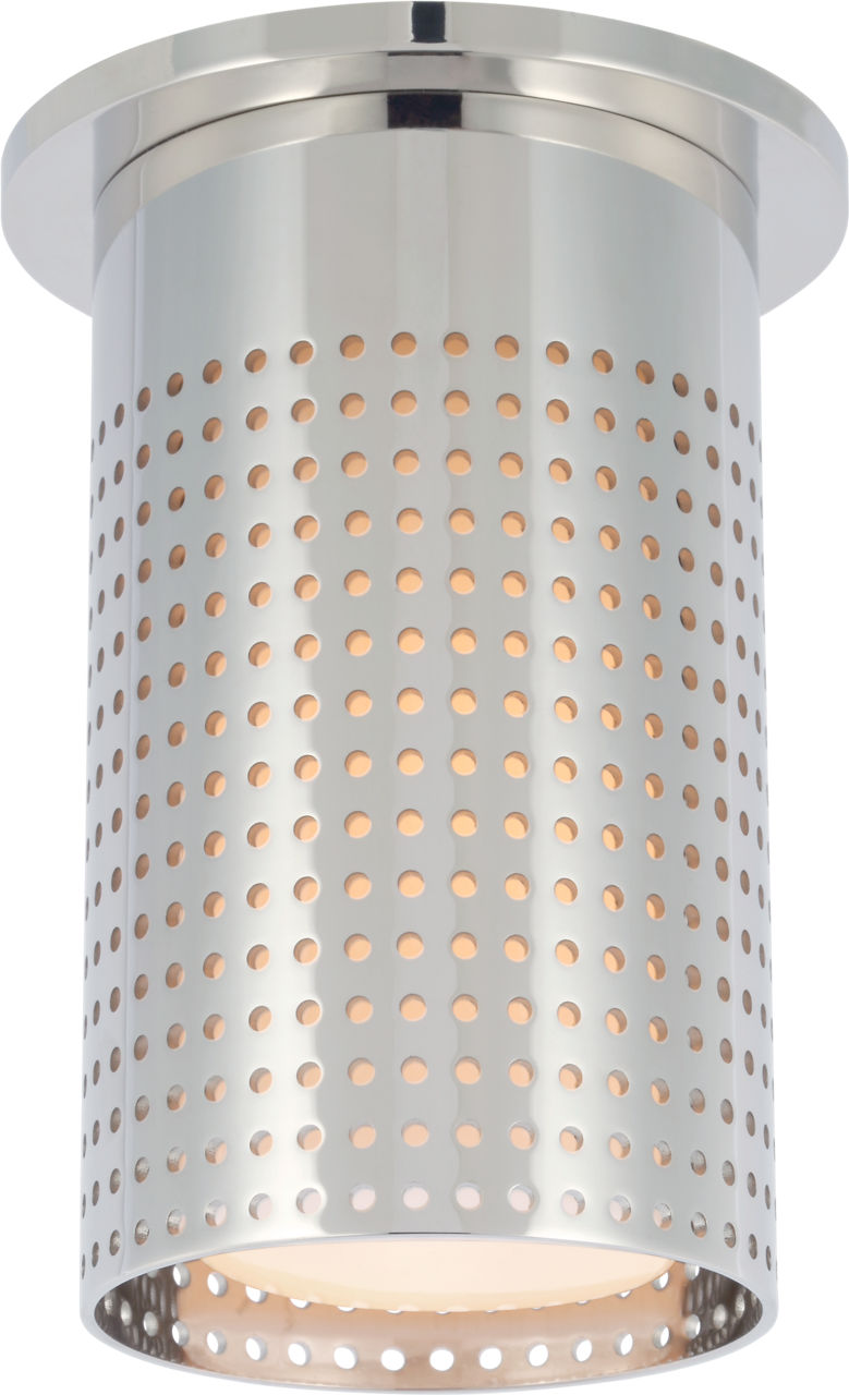 Precision Short Monopoint Flush Mount in Polished Nickel with White Glass