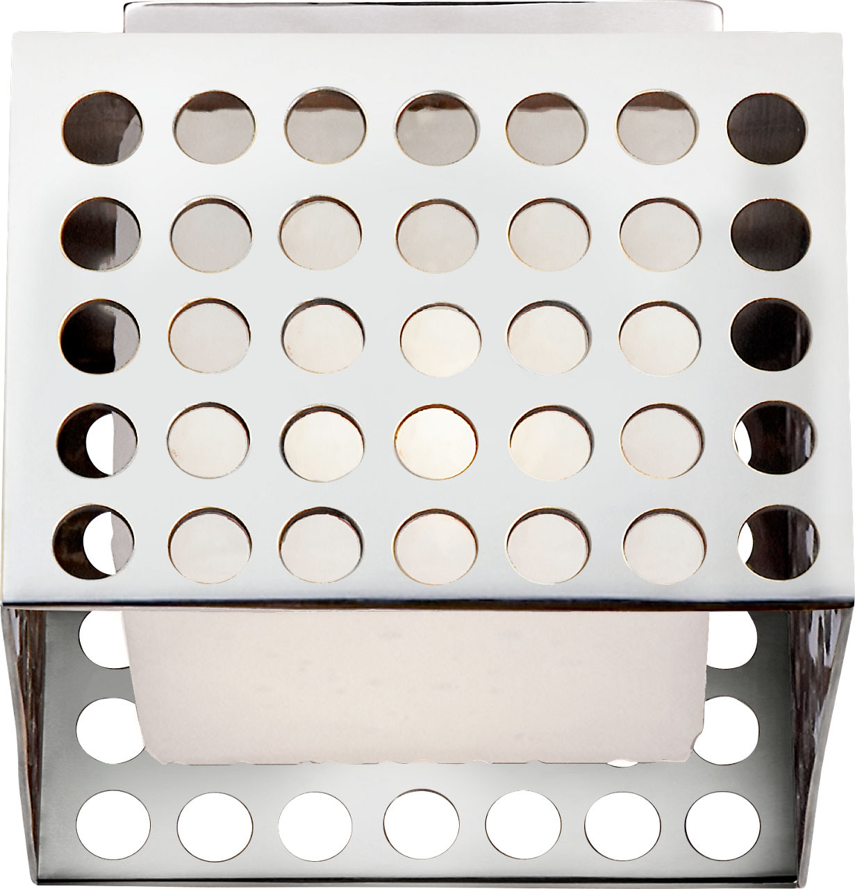 Precision Small Square Flush Mount in Polished Nickel with Clouded Glass