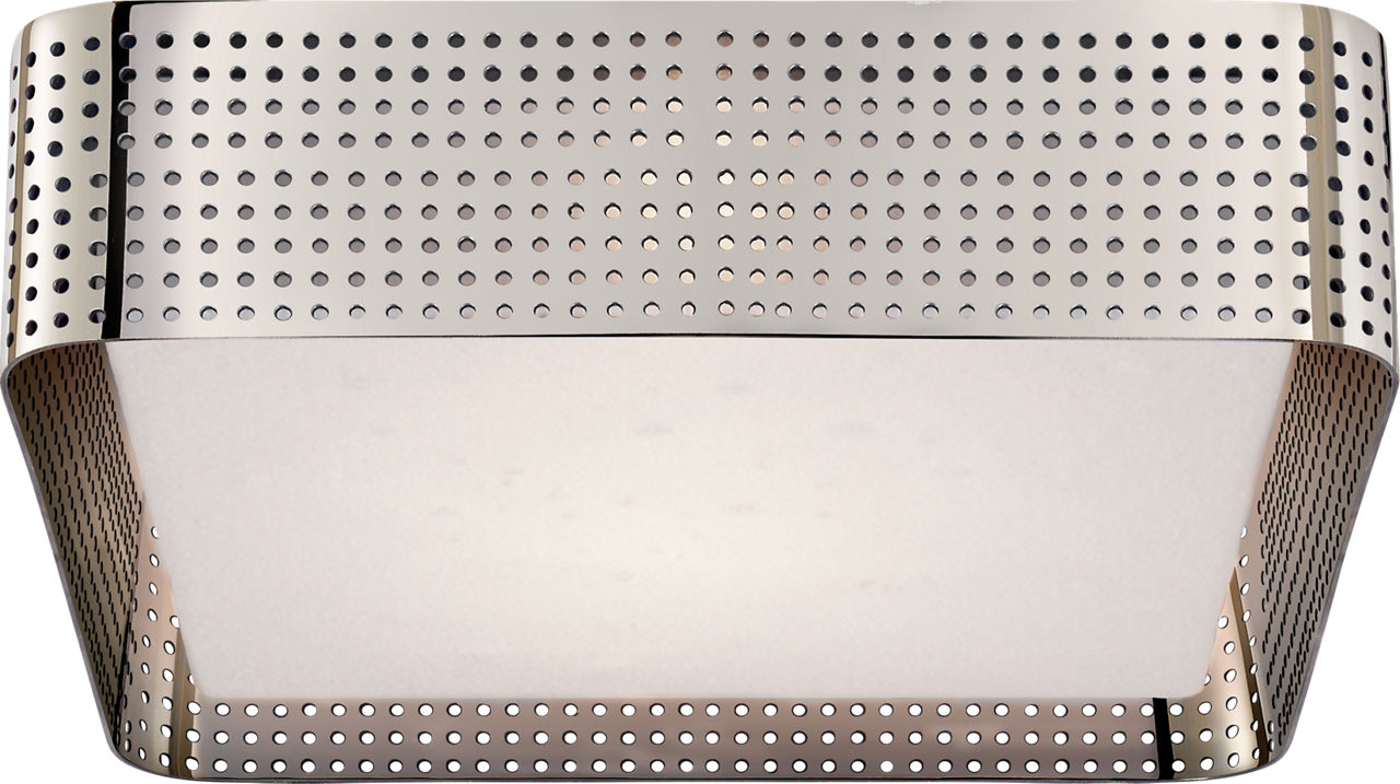 Precision Large Square Flush Mount in Polished Nickel with Clouded Glass