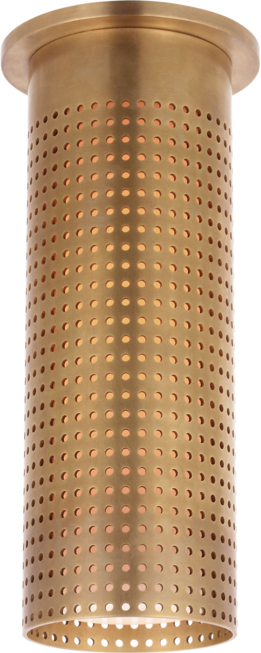 Precision Tall Monopoint Flush Mount in Antique-Burnished Brass with White Glass