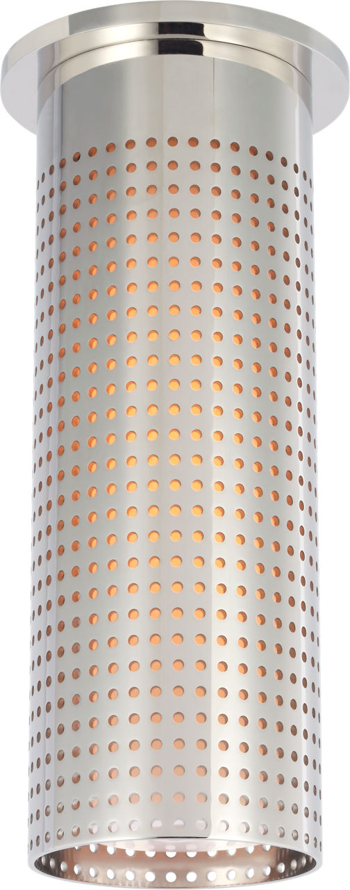 Precision Tall Monopoint Flush Mount in Polished Nickel with White Glass