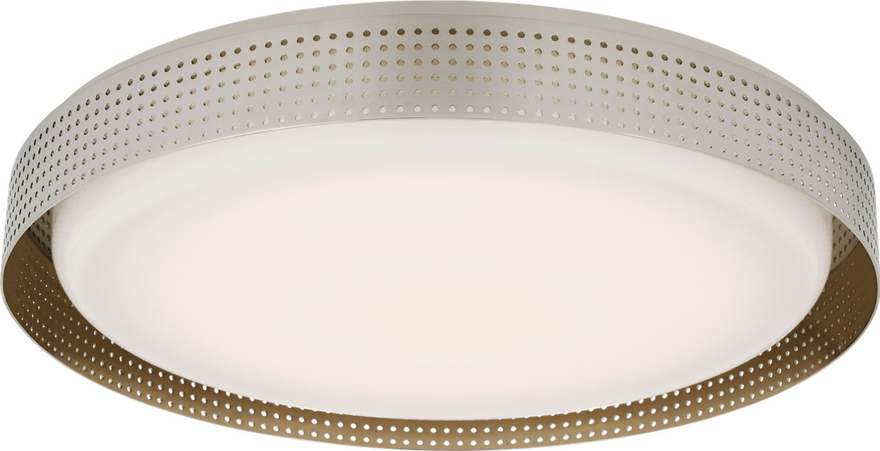Precision 18" Round Flush Mount in Polished Nickel with White Glass